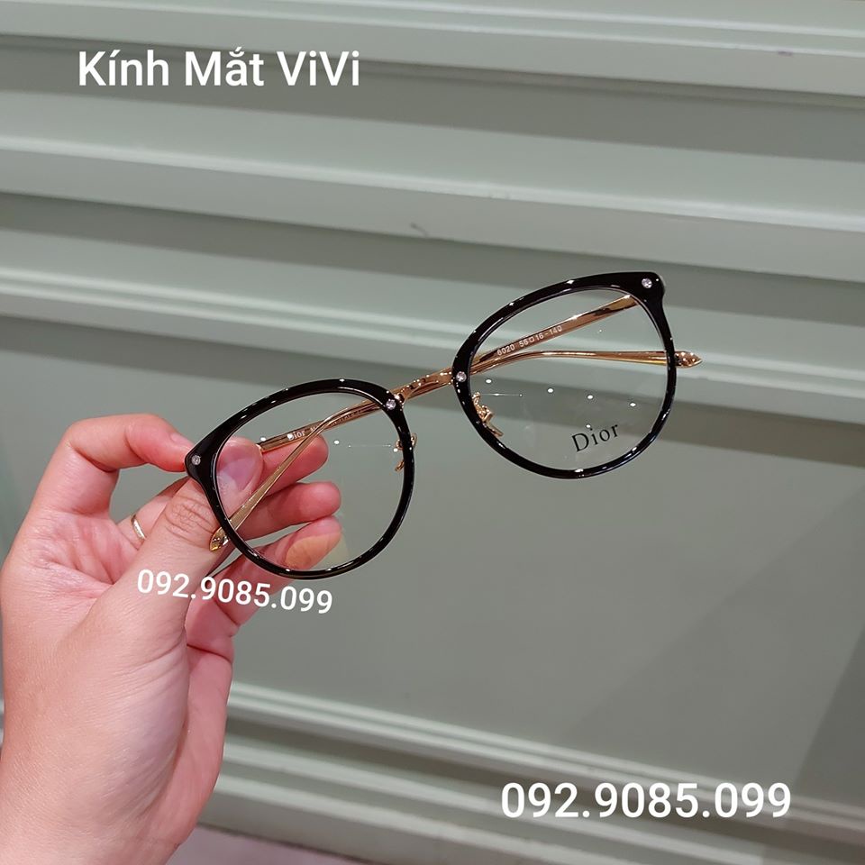 Gọng kính cận nữ dáng oval mắt to chất liệu kim loại V6020 - Nhân cắt cận viễn loạn Kính mắt ViVi