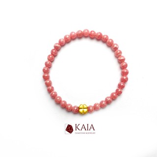 Vòng tay phong thủy đào hoa mix charm cỏ 4 lá 24k - KAIA