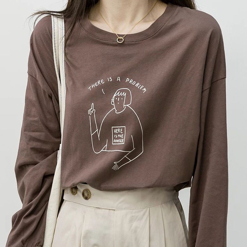 Áo Thun Dài Tay Cổ Tròn In Hình Hàn Quốc Cho Nữ JL-TX-559