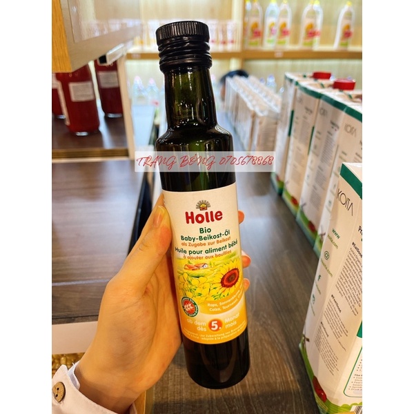 Dầu ăn dặm hạt cải &amp; hướng dương hữu cơ Holle (250ml)