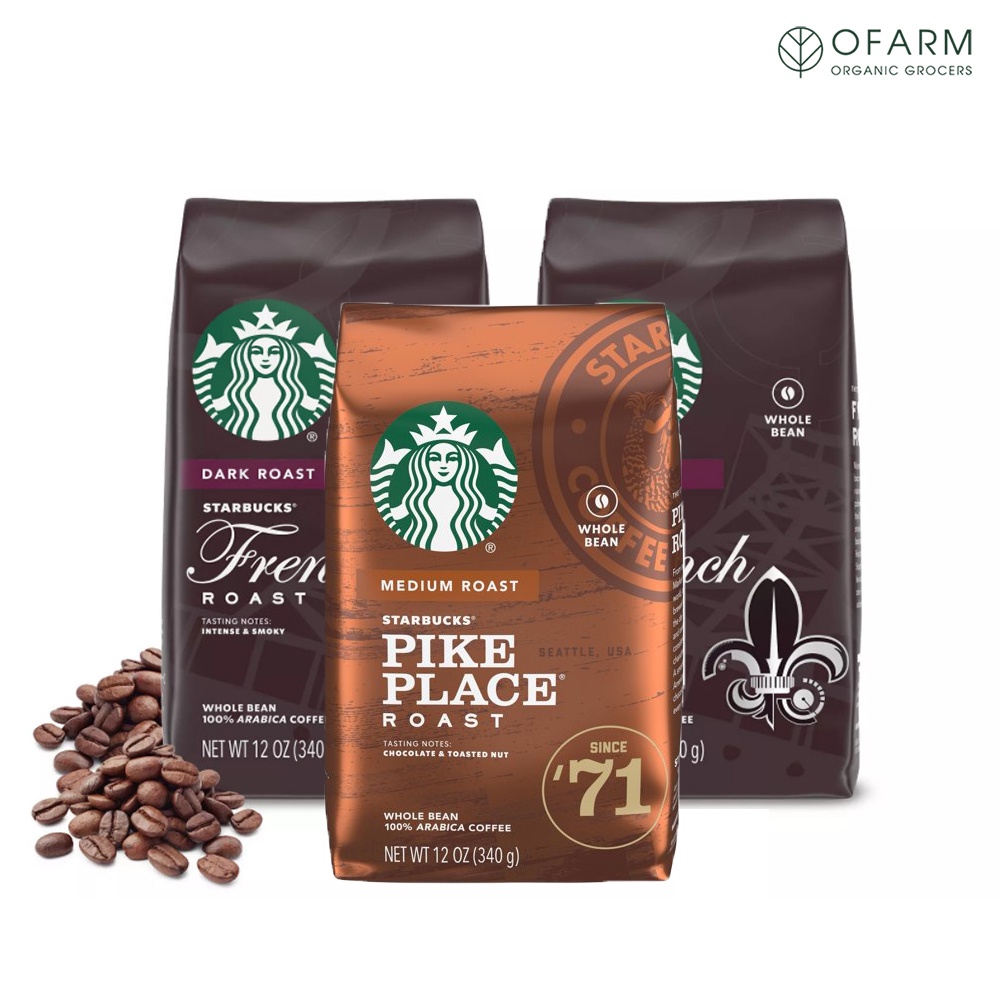 Cà phê nguyên hạt Starbucks Medium Roast Ground Coffee, Pike Place Roast, 100% Arabica, 340gram
