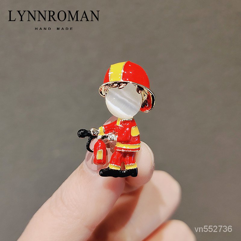 Nhật Bản Dễ Thương Thiết Kế Ban Đầu Trâm Thủy Triều Cá Tính Lính Cứu Hỏa Pin Áo Khoác Nam Sáng Tạo Phù Hợp Với Phụ Kiện