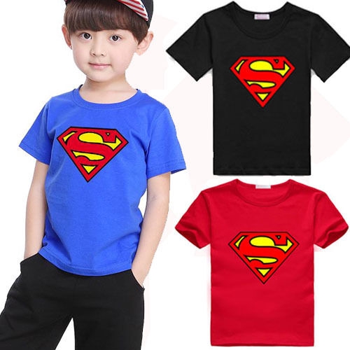 Áo thun cotton in hoạt hình superman thời trang cho trẻ em từ 2-7 tuổi