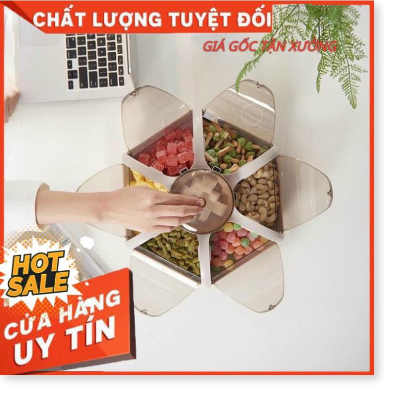 [Loại 6 cánh tự bung] Khay mứt tết đựng bánh kẹo chất liệu nhựa cao cấp kiểu dáng sang trọng