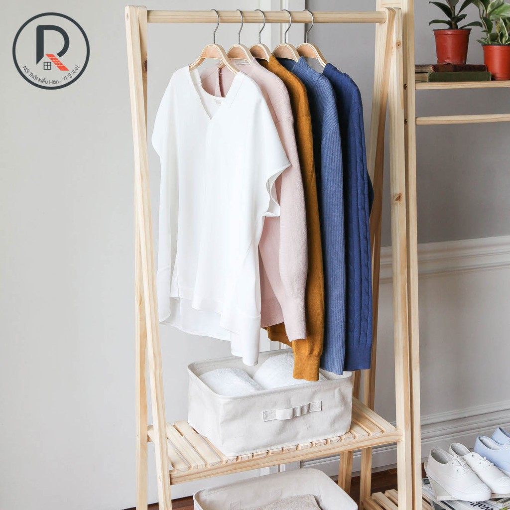 GIÁ TREO QUẦN ÁO CHỮ A HÀN QUỐC 2 TẦNG SIZE S - A HANGER 2FS NATURAL - NỘI THẤT KIỂU HÀN - 가장자리