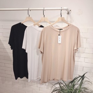 Áo thun cổ tròn và cổ tim trắng,đen,be Freesize