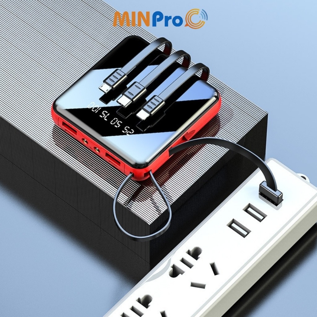 [Mã BMBAU50 giảm 7% đơn 99K] Pin sạc dự phòng MINPRO 20000mAh mini, nhỏ gọn, tặng kèm dây cáp 3 đầu