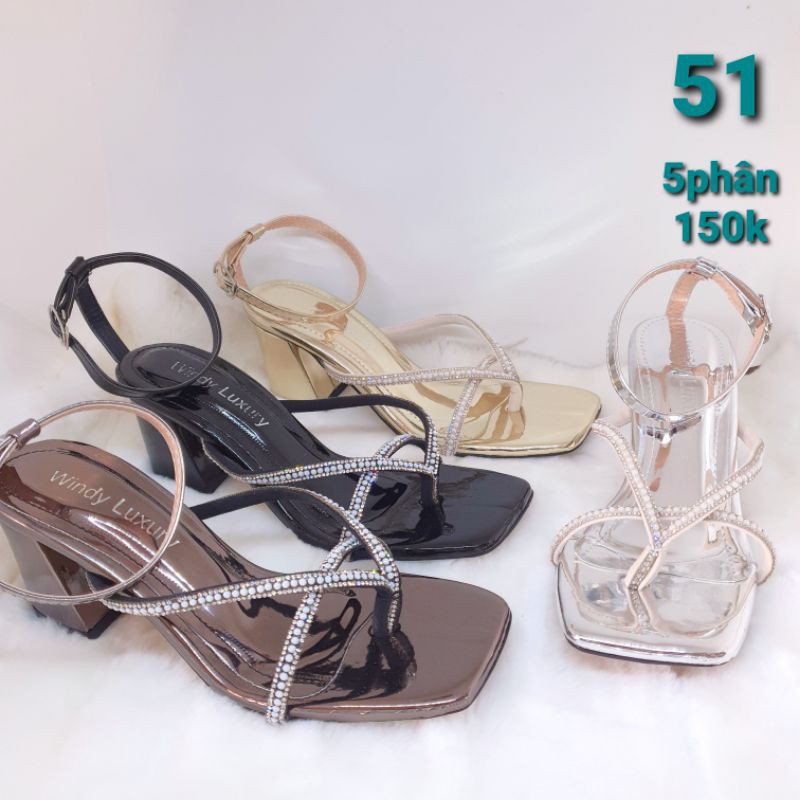 sandal cao gót nữ cao 5 phân dây đính đá