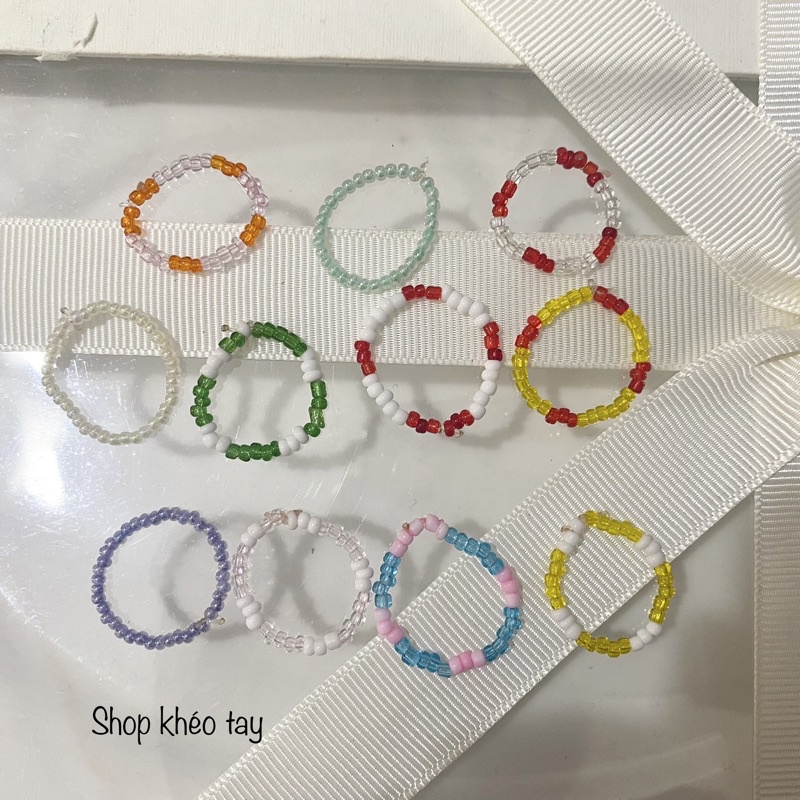 Set 2 Nhẫn hạt cườm pha-lê kiểu đơn giản \ Beaded ring