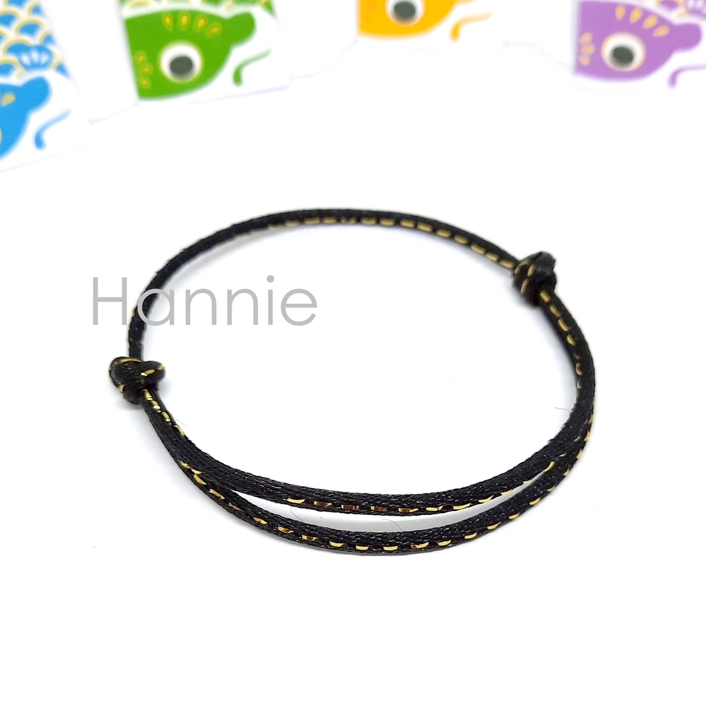 (Đỏ/Đen) Vòng tay chỉ đỏ đen kim tuyến khóa trượt may mắn đeo tay đơn giản nam nữ - Lucky Bracelet handmade