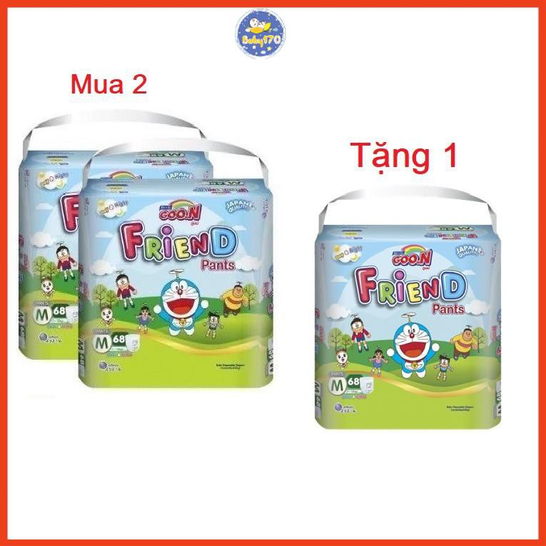 Combo 3 bịch Tã Quần Goon Friend Gói Siêu Đại M68/L60/XL52/XXL46