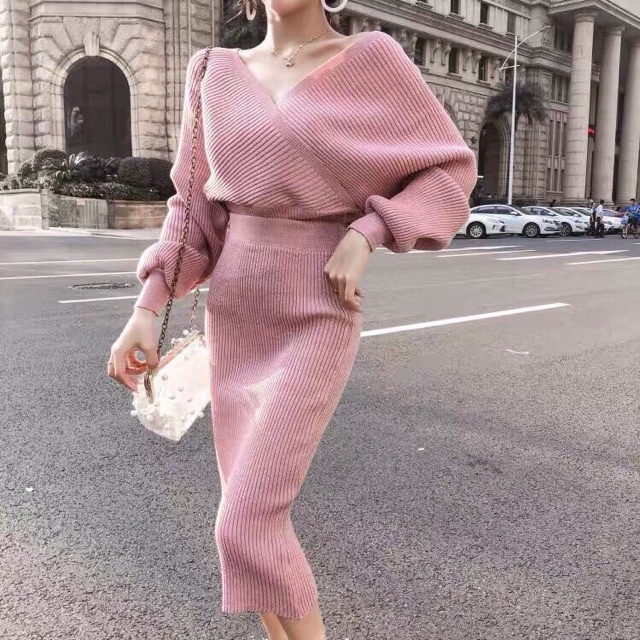 Set váy len siêu đẹp đây-Hàng QCL1