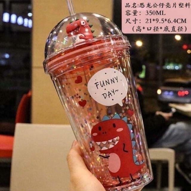 PVN27692 Ly Cốc Khủng Long Kim Tuyến Siêu Dễ Thương 380ml T2
