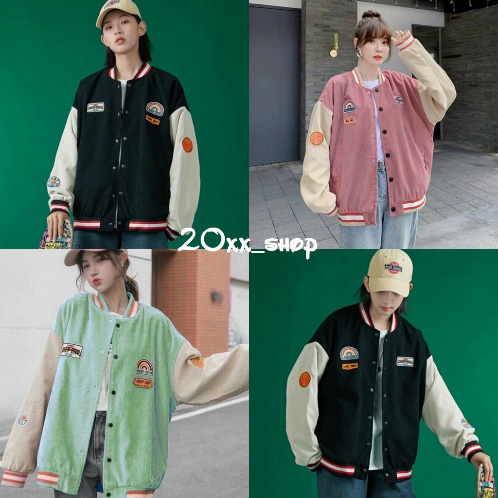 Áo Khoác Nữ [FREESHIP] Áo Khoác Nhung Bomber Cầu Vòng Ulzzang Nam Nữ Unisex | BigBuy360 - bigbuy360.vn