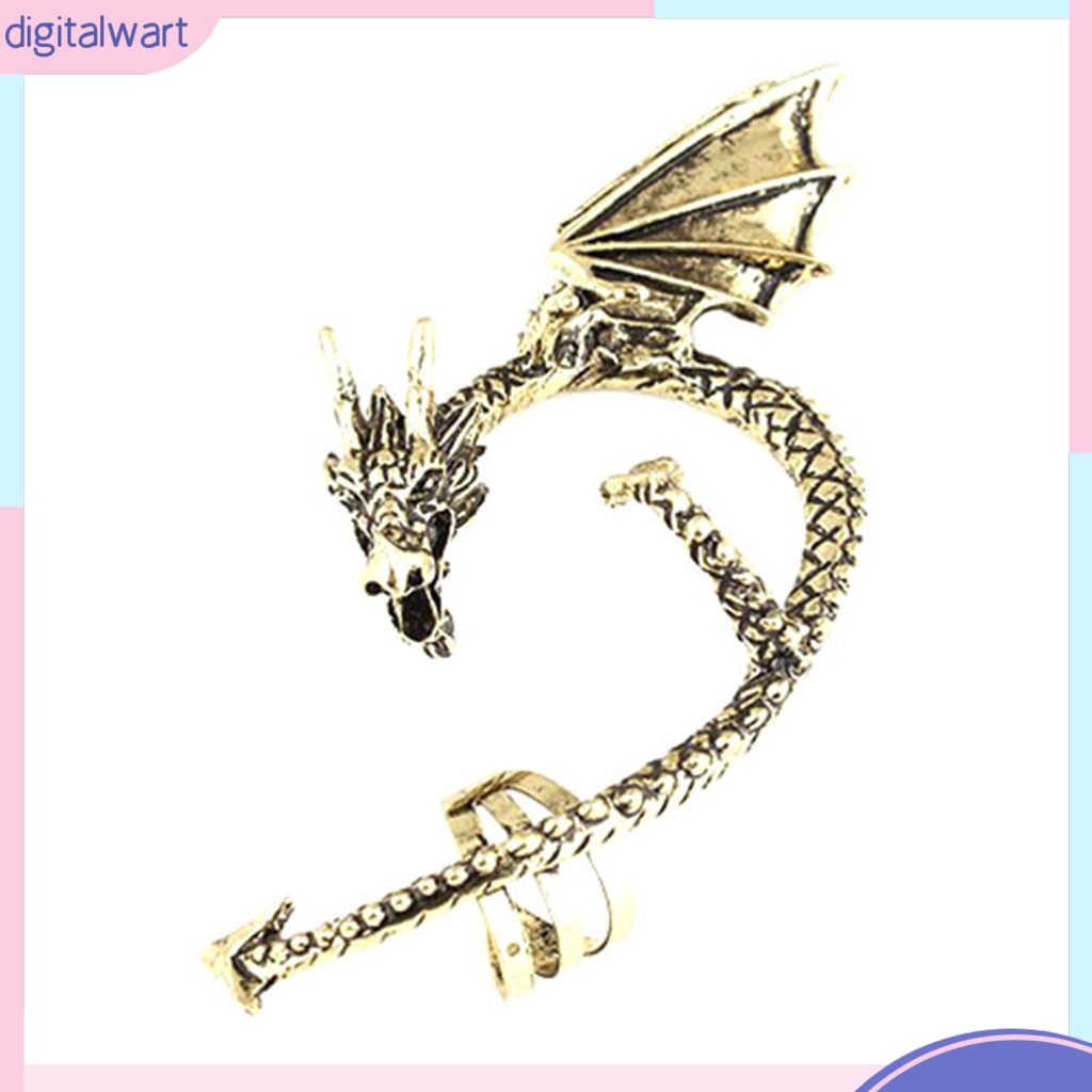 Khuyên vành tai đơn không xỏ lỗ thiết kế hình rồng phong cách retro cá tính dành cho nữ