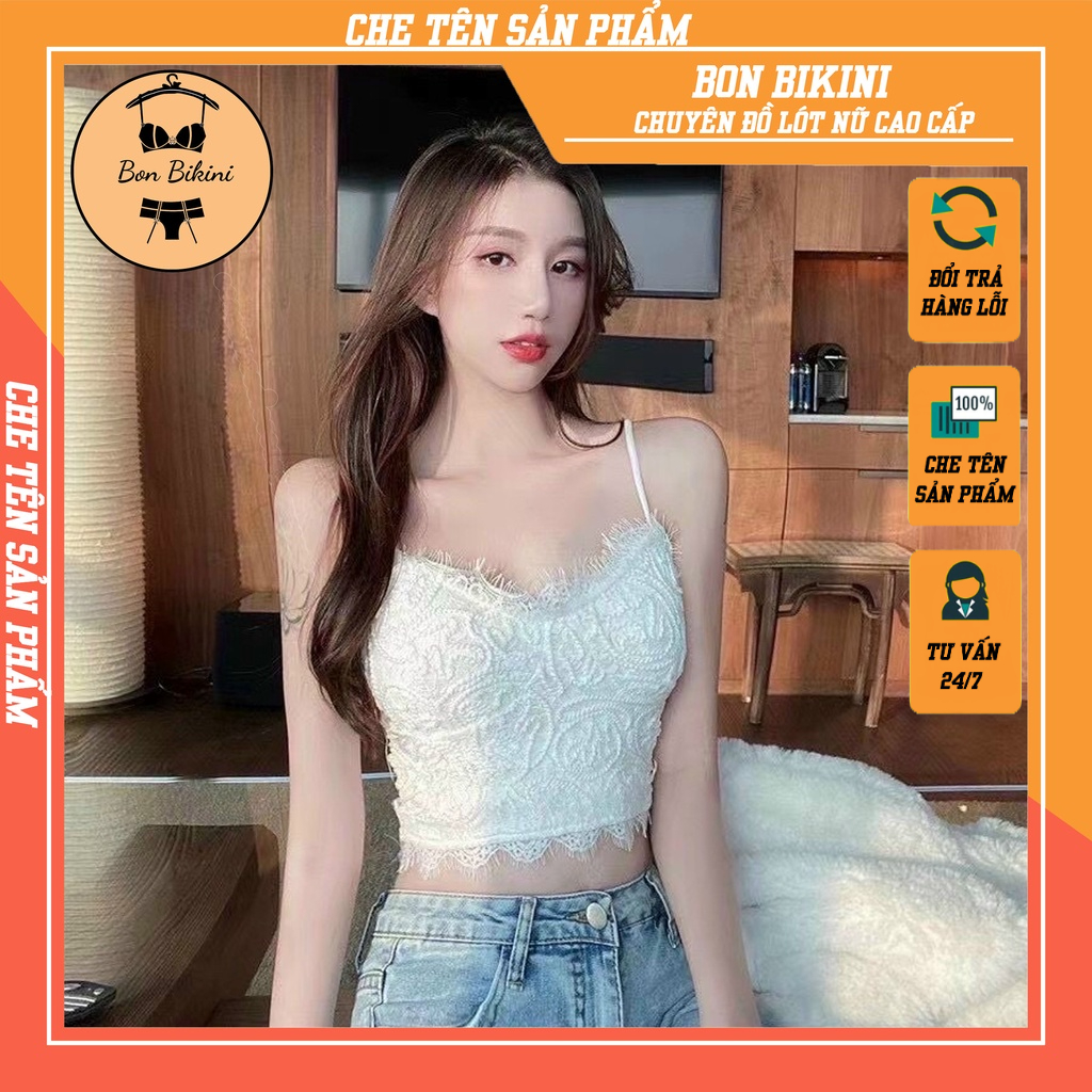 Áo bra áo 2 dây ren thừng dáng croptop sexy
