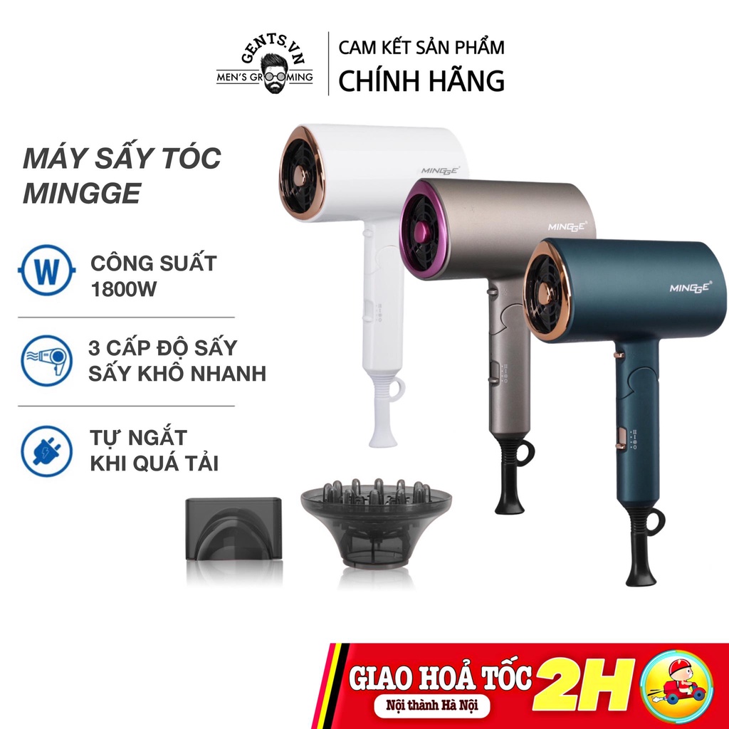 Máy sấy tóc Mingge (Kèm loa sấy) tạo kiểu 2 chiều nóng lạnh công suất lớn 1800W - chuẩn salon