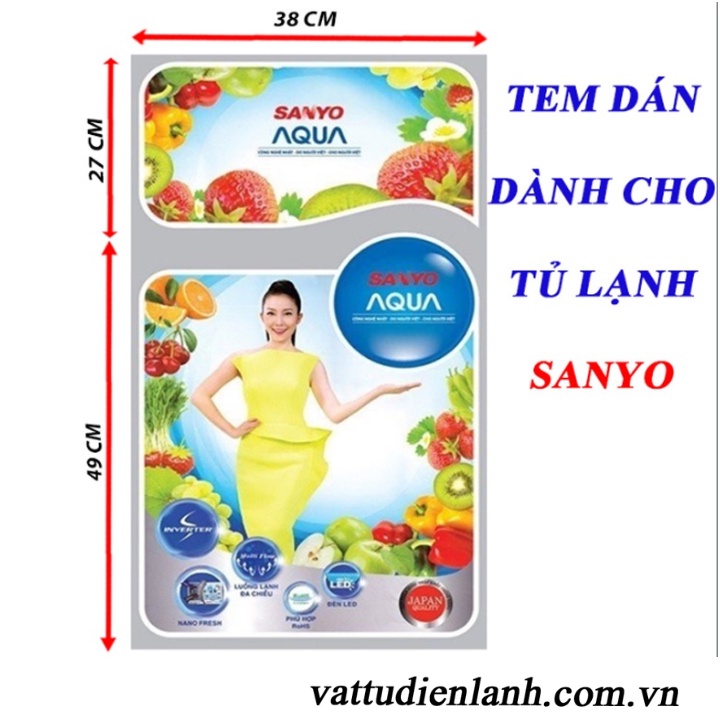 [TẶNG BĂNG KEO HAI MẶT ĐI KÈM ] Tem dán trang trí dành cho tủ lạnh SANYO AQUA