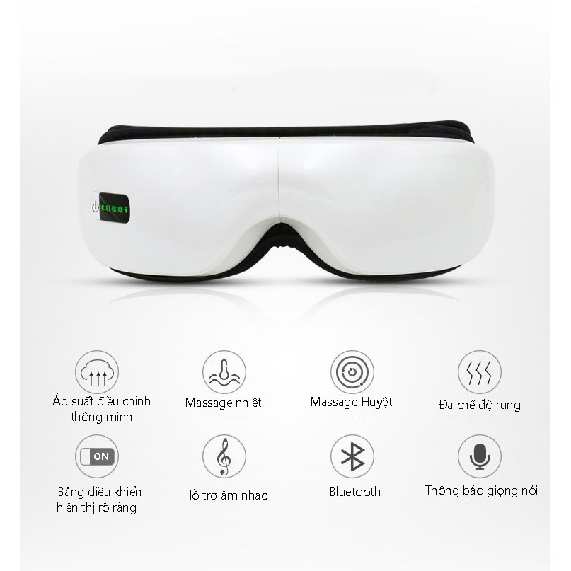 Máy Massage mắt EYE CARE áp suất khí sưởi nóng có Bluetooth nghe nhạc (Có bảo hành).