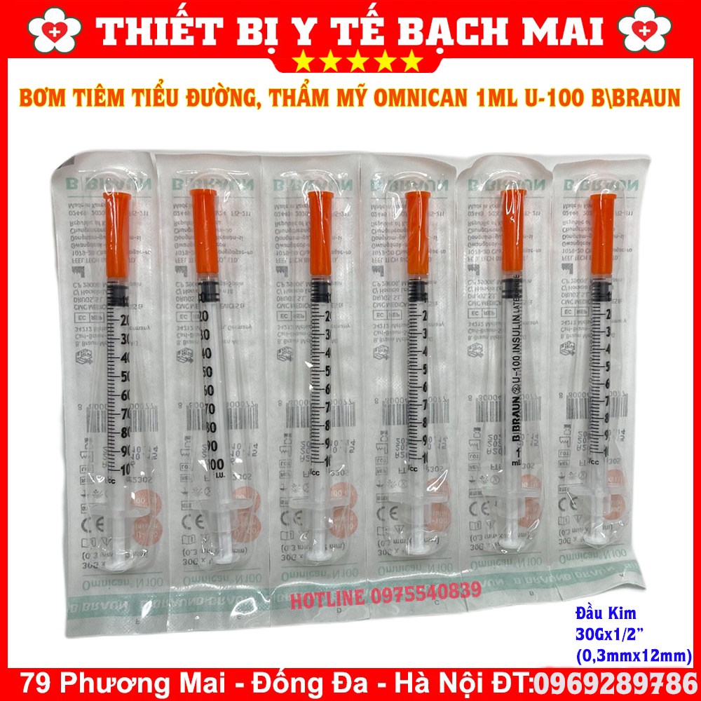 Kim (bơm) Tiêm Tiểu Đường 1ml Bbraun U-100 - Hộp 100 chiếc [SX HÀN QUỐC]