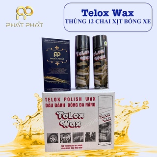 Thùng 12 Bình xịt đánh bóng đa năng Telox Wax 550ml, chai xịt bóng xe