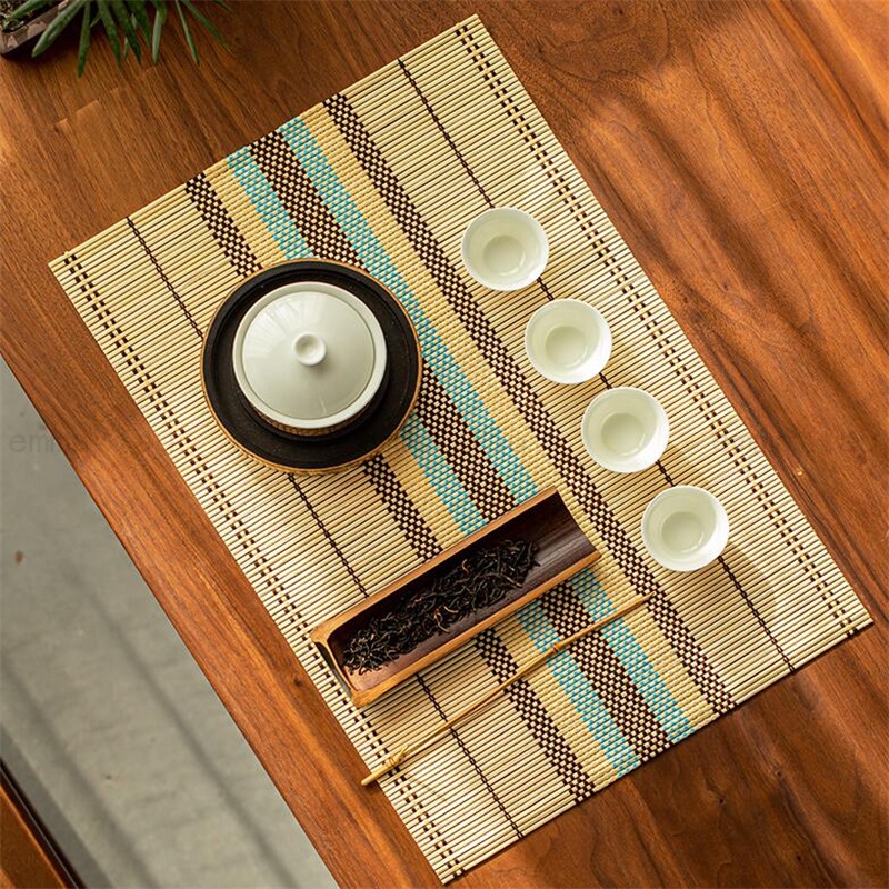 Tấm Lót Bàn Ăn Bằng Tre Tự Nhiên Cách Nhiệt Chống Trượt Phong Cách Phương Tây Sang Trọng
