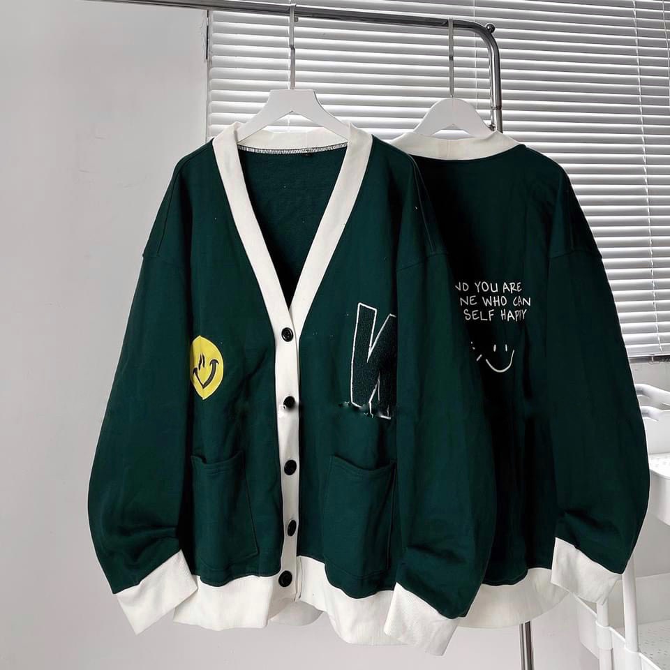 Áo Khoác Cardigan W Xanh Mặt Cười Ulzzang ZADOLA