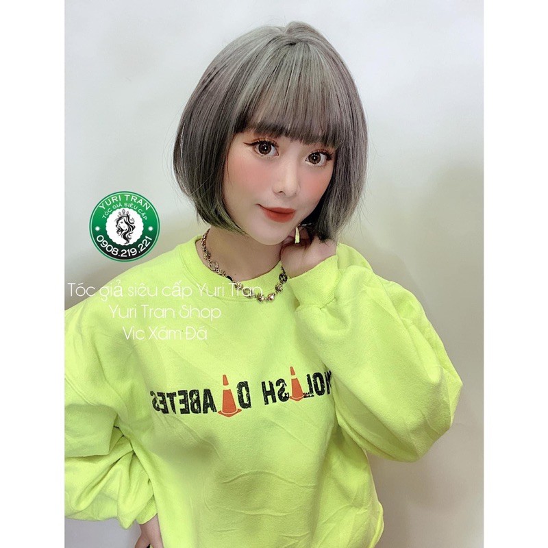 &lt;ẢNH THẬT&gt; Tóc Giả Nguyên Đầu Vic Xám Tro 3082