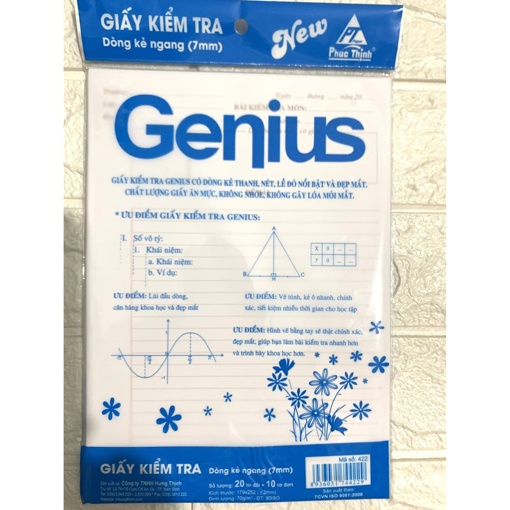 Giấy kiểm tra Hưng Thịnh Cấp 1, Cấp 2, cấp 3 (Hàng chuẩn công ty Hưng Thịnh)