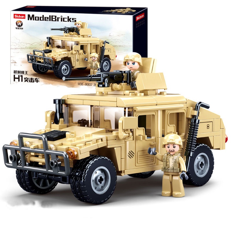 Lego xe quân sự Humvee H1 Sluban 0837 với 265 mảnh ghép đồ chơi lắp ráp giúp trẻ sáng tạo