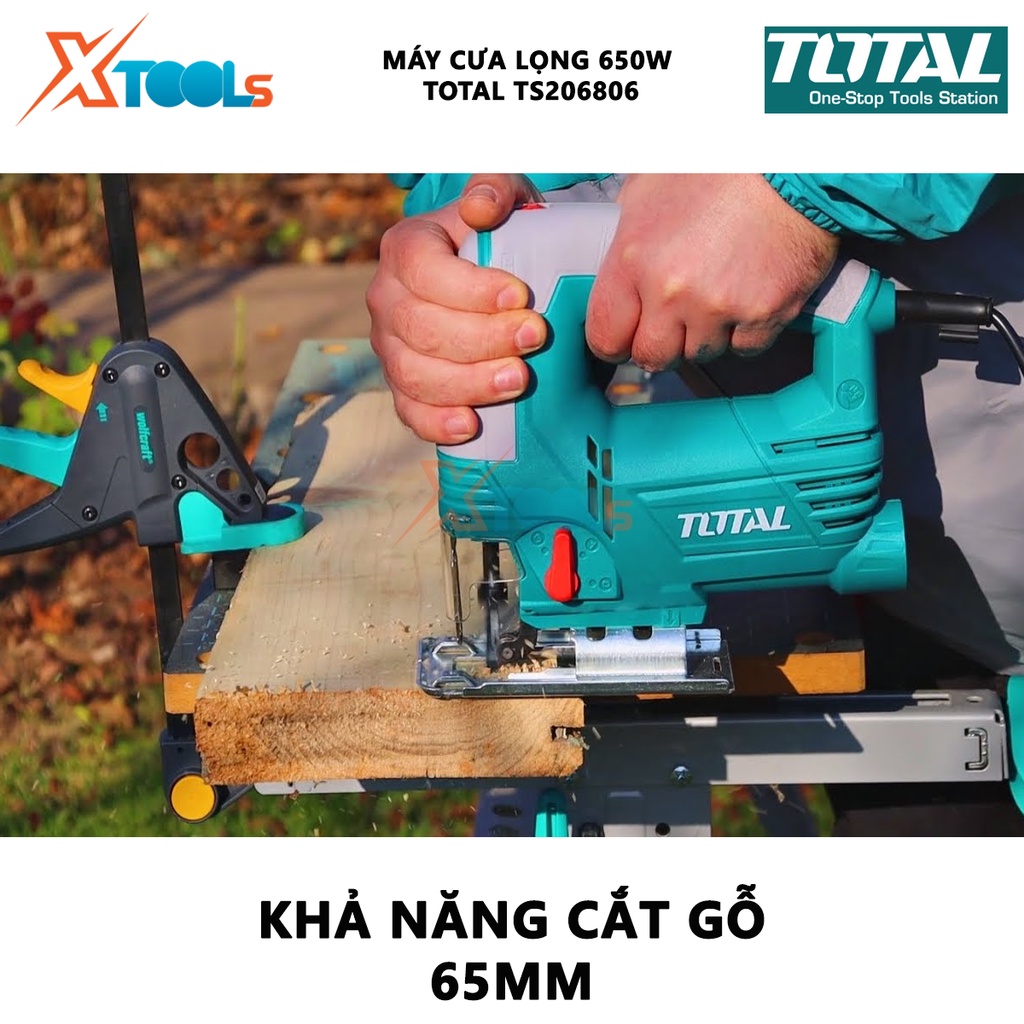 Máy cưa lọng TOTAL TS206806 | máy cắt lọng tốc độ không tải 800 - 2.800 vòng/phút khả năng cắt gỗ 65mm khả năng cắt sắt