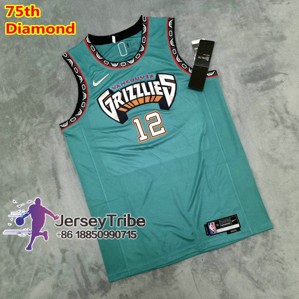 Áo Thun Bóng Rổ NBA Năng Động Thời Trang Dành Cho Nam #12 Ja Morant Jersey Màu Xanh Lá Cây Kỷ Niệm Lần Thứ 75