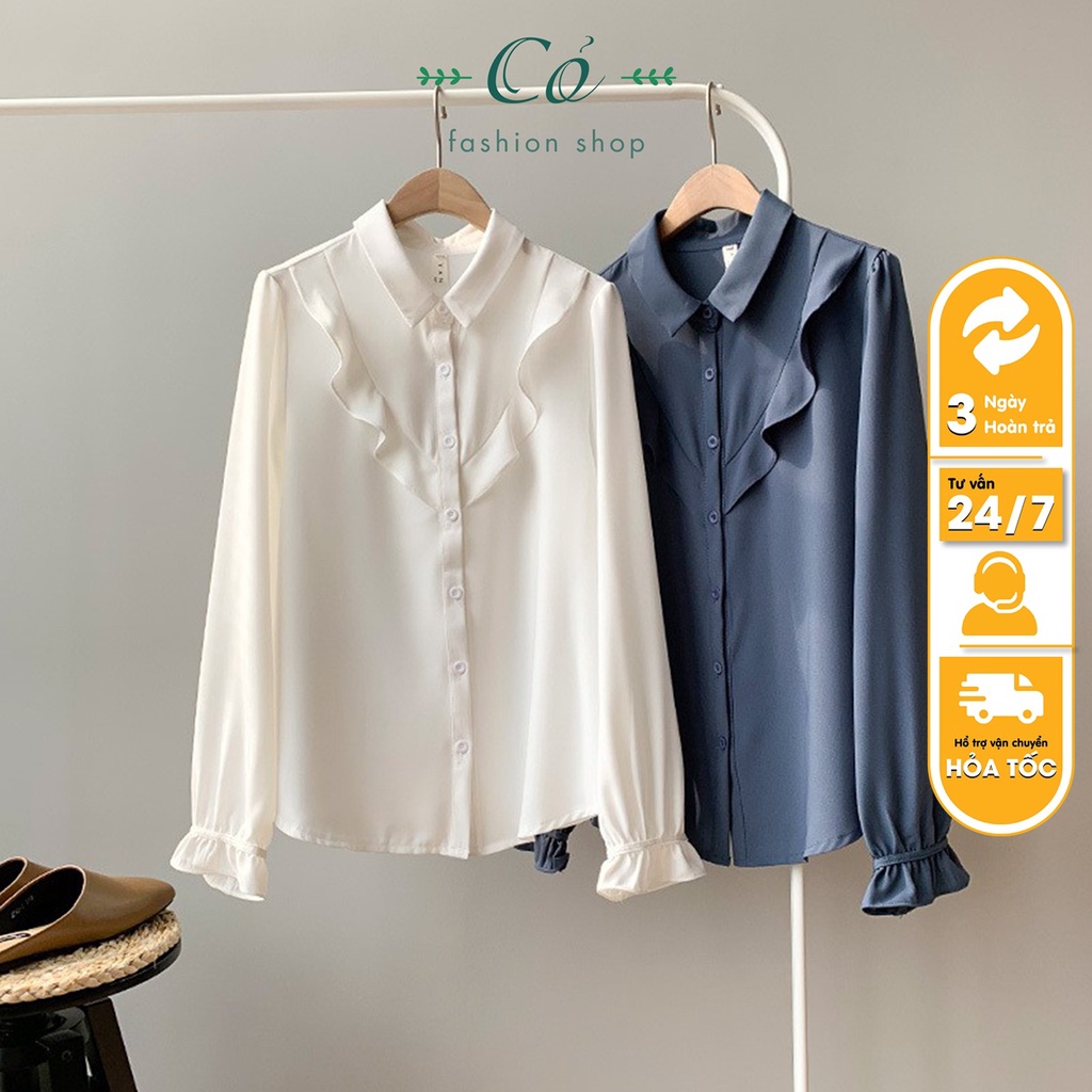ÁO SƠ MI NỮ CỔ BÈO CÁCH TÂN A1036