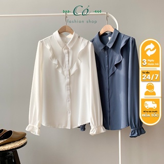 ÁO SƠ MI NỮ CỔ BÈO CÁCH TÂN A1036