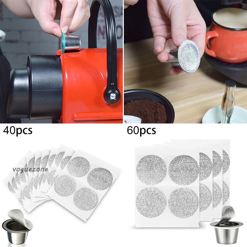 #VOGUEZ#40/60Pcs Aluminum Foil Coffee Capsule Seal Lids Pods Stickers/For Nespresso