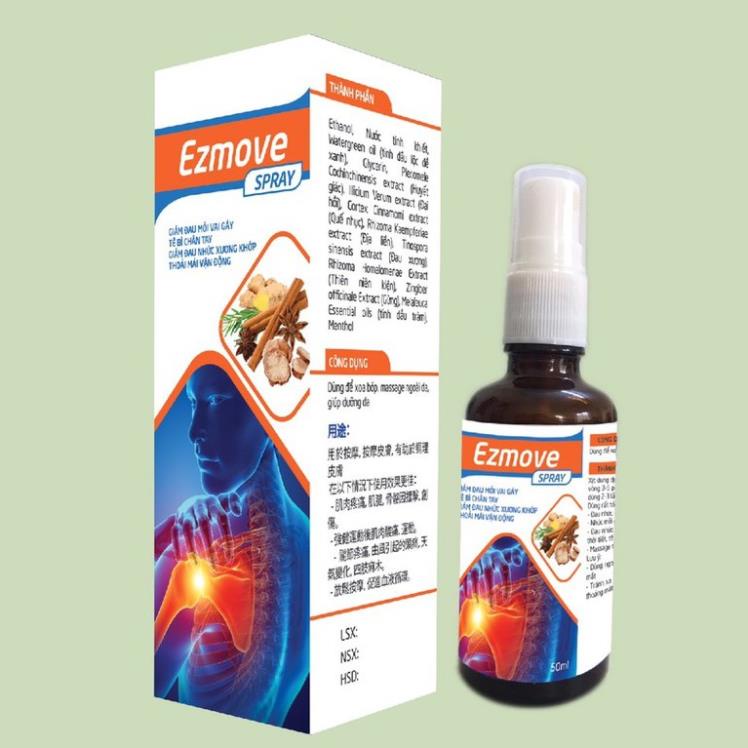 Xịt khớp Ezmove – Hỗ trợ giảm đau xương khớp, đau mỏi vai gáy, tê bì tay chân (chai 50ml)
