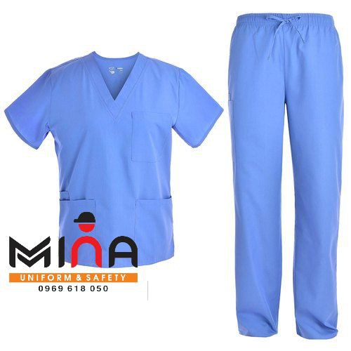Bộ scrubs bác sĩ, quần áo y tế phòng mổ, đồng phục phẫu thuật - Màu Xanh dương