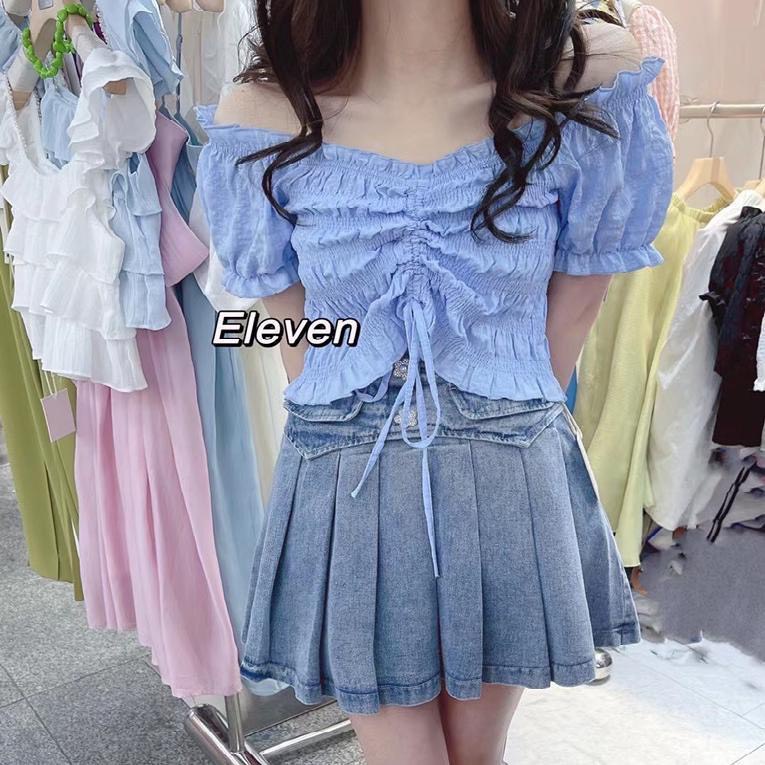 Áo Trễ Vai Croptop Tay Ngắn Bèo Có Dây Dút Ngực Dễ Thương A2751
