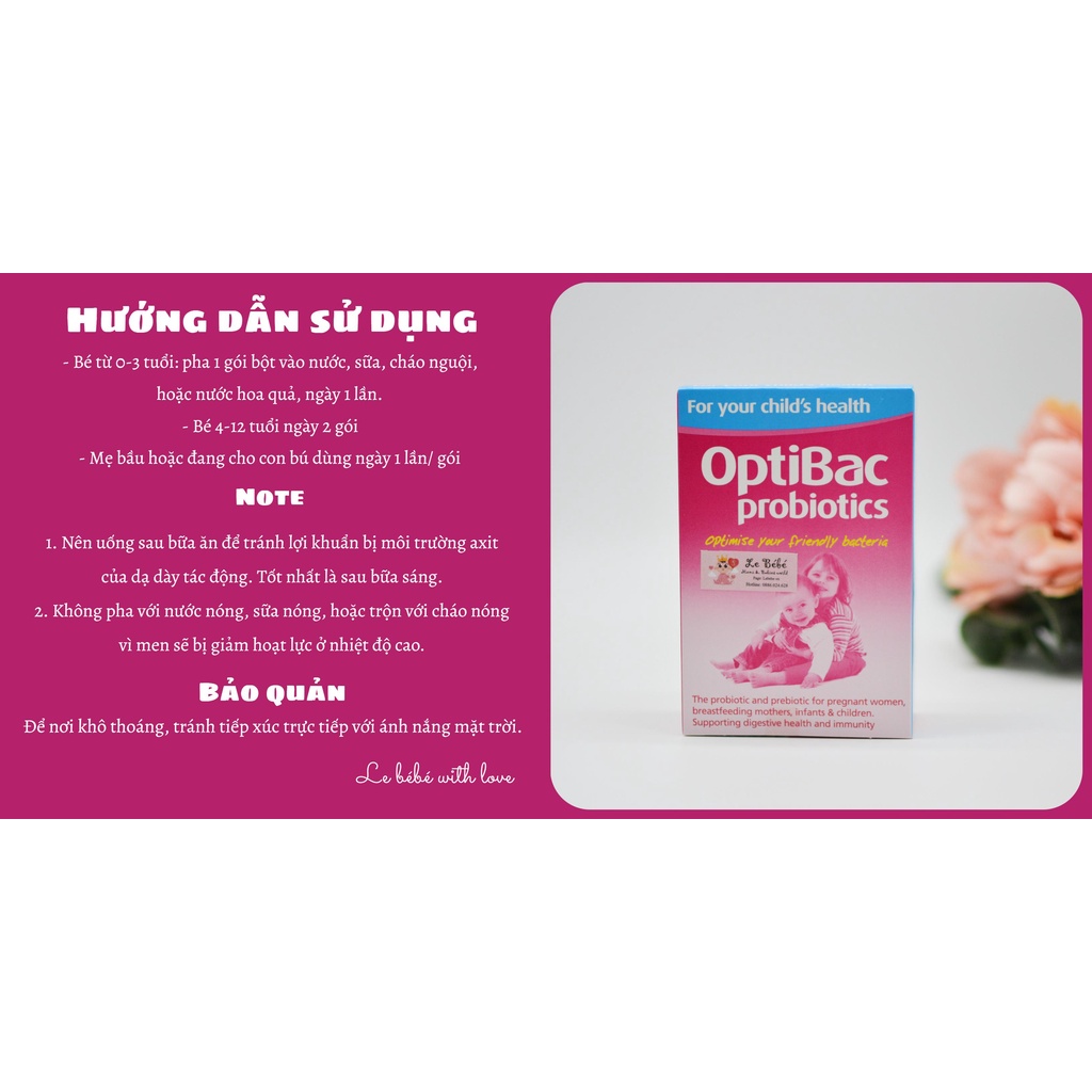 Men vi sinh Optibac hồng sơ sinh + mẹ bầu - Optibac Probiotics ( dạng gói/ giọt )