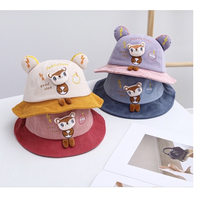 MŨ VÀNH QC VÁ 2 MÀU TEDDYBEAR BÉ TRAI,GÁI