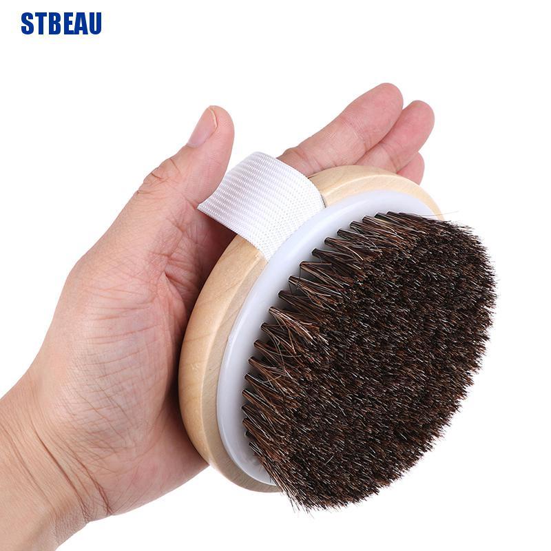 1 Bàn Chải Tắm Bằng Lông Ngựa Tự Nhiên Tẩy Tế Bào Chết Và Làm Sạch Da
