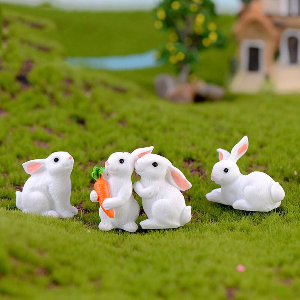 Đồ trang trí Thỏ Mini Bằng Nhựa Resin Dễ Thương Trang Trí Tiểu Cảnh / Tiểu Cảnh