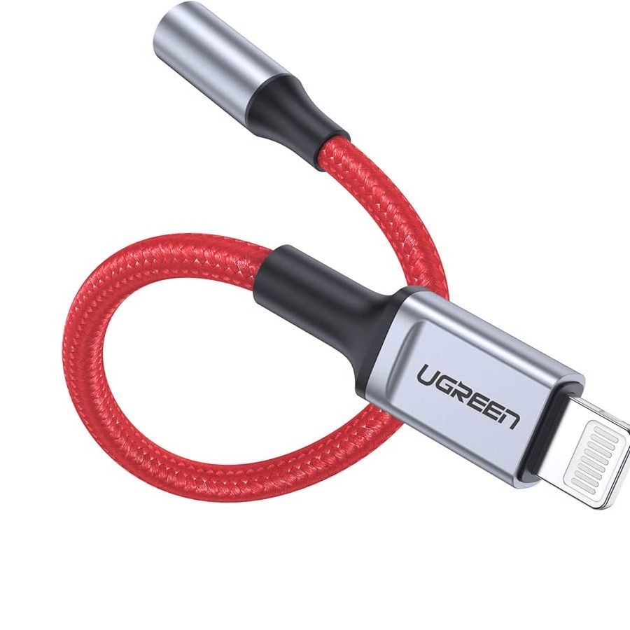 Ugreen 70507 7cm có chipset MFI màu đỏ lightning sang 3.5mm US322