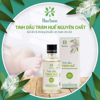 【Nguyên chất 100%】 Tinh Dầu Tràm Huế Thương Hiệu Herbee (50ml) dùng xông tắm trị côn trùng cắn đốt cho trẻ nhỏ & sơ sinh