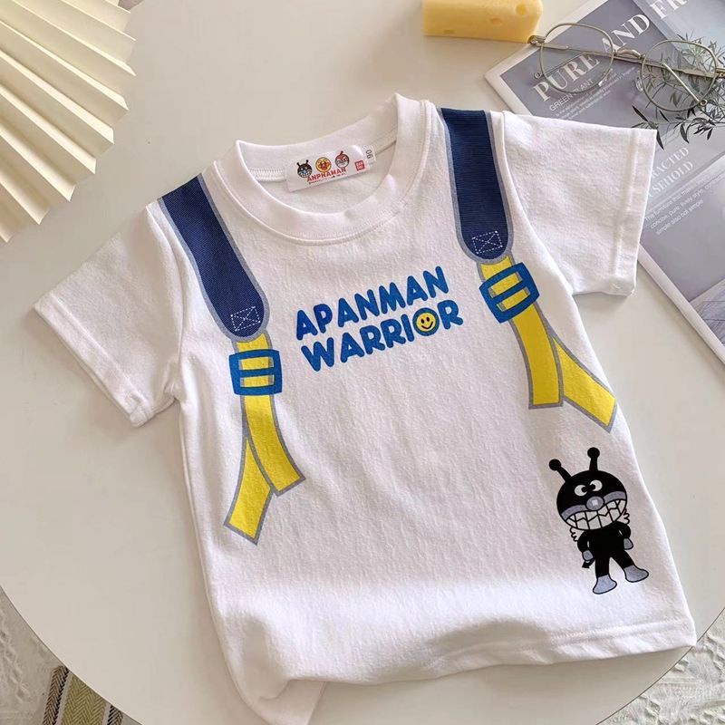 Áo Thun Cotton Tay Ngắn In Họa Tiết Anpanman Dễ Thương Dành Cho Bé Trai