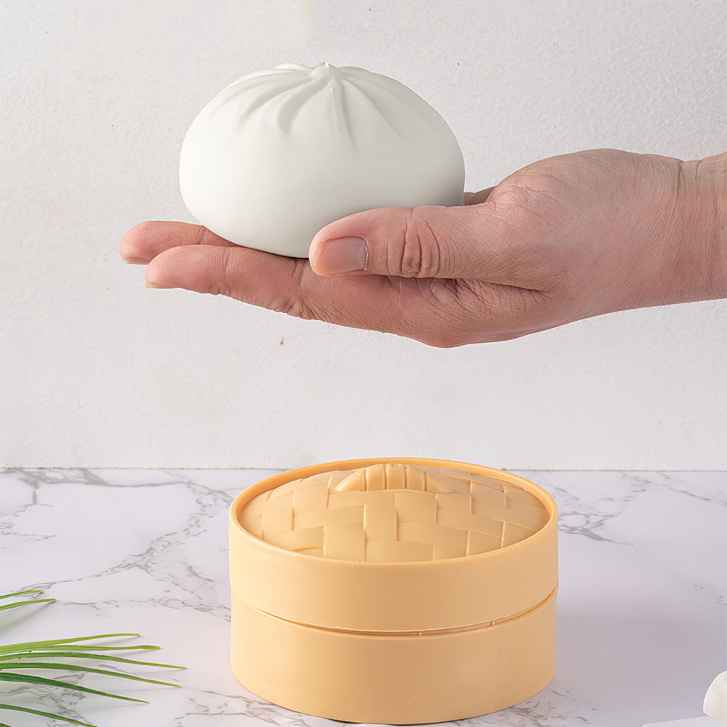 [huite]Sensory Bun Plaything Realistic Shape Simulation Bun Decompression Toy Soft Stress Relief Bun Fine Workmanship