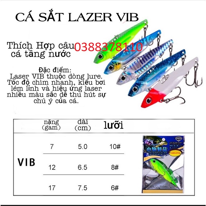 Mồi Câu Lure Cá Sắt VIB Lazer Câu Cá Lóc