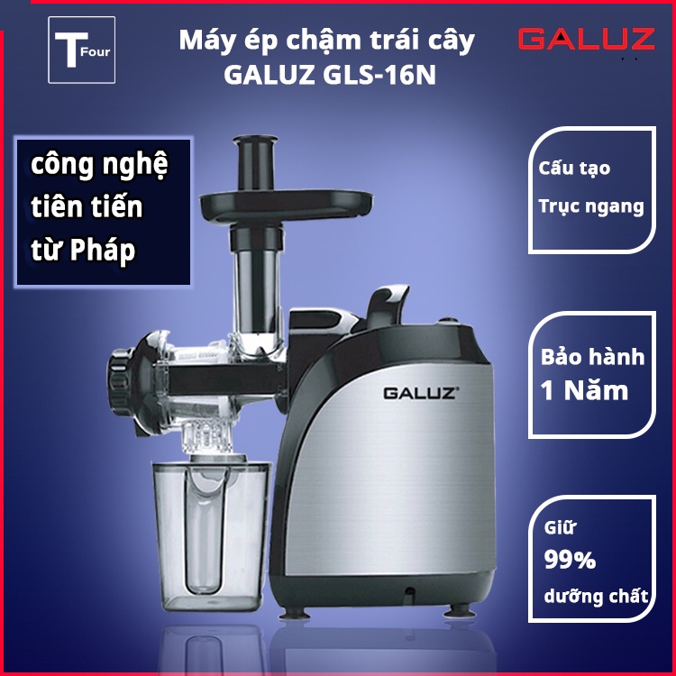Máy ép chậm trái cây GALUZ GLS-16N Trục ép nằm ngang, động cơ lõi đồng mạnh mẽ, bền bỉ - BH 12 tháng