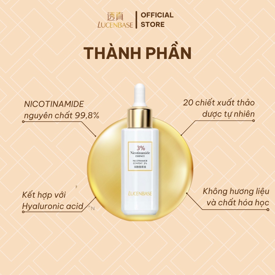 Tinh chất serum 3 % niacinamide LUCENBASE kiềm dầu, giảm thâm, sáng da 30ml