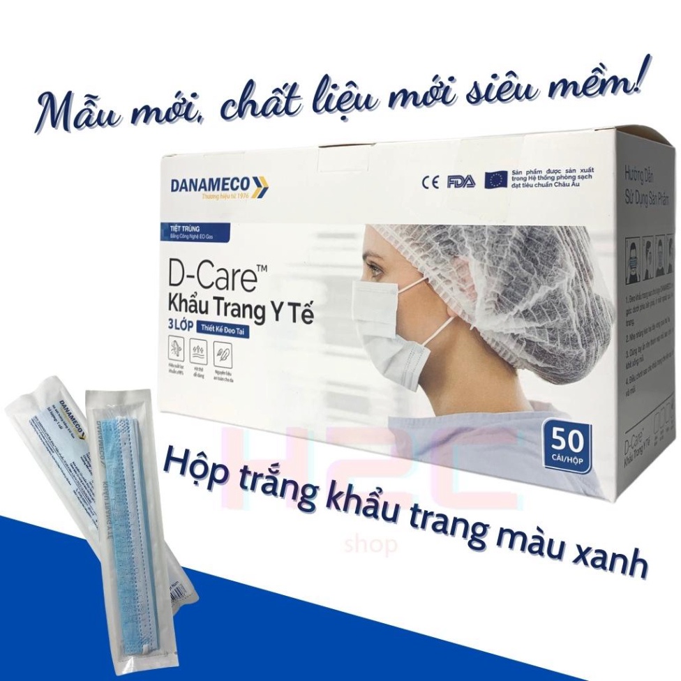 Khẩu trang y tế ĐÃ TIỆT TRÙNG Danameco 1 cái/gói-50 cái/ hộp